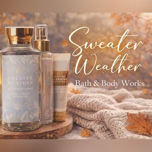Bath & Body Works Sweater Weather Body Wash Set - Gold and Cream